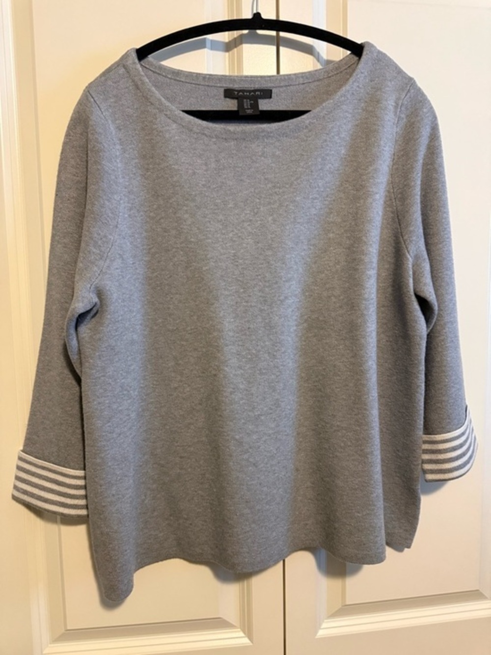 Tahari Gray Boatneck Knit Top